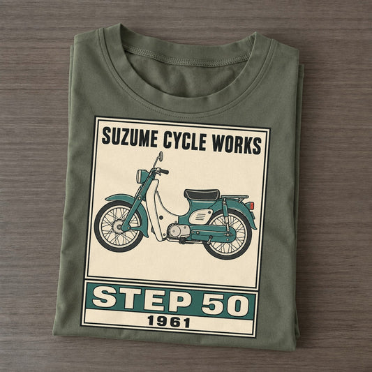 Suzume Step 50 Showa Speed Plates Classic T-shirt – Army Green