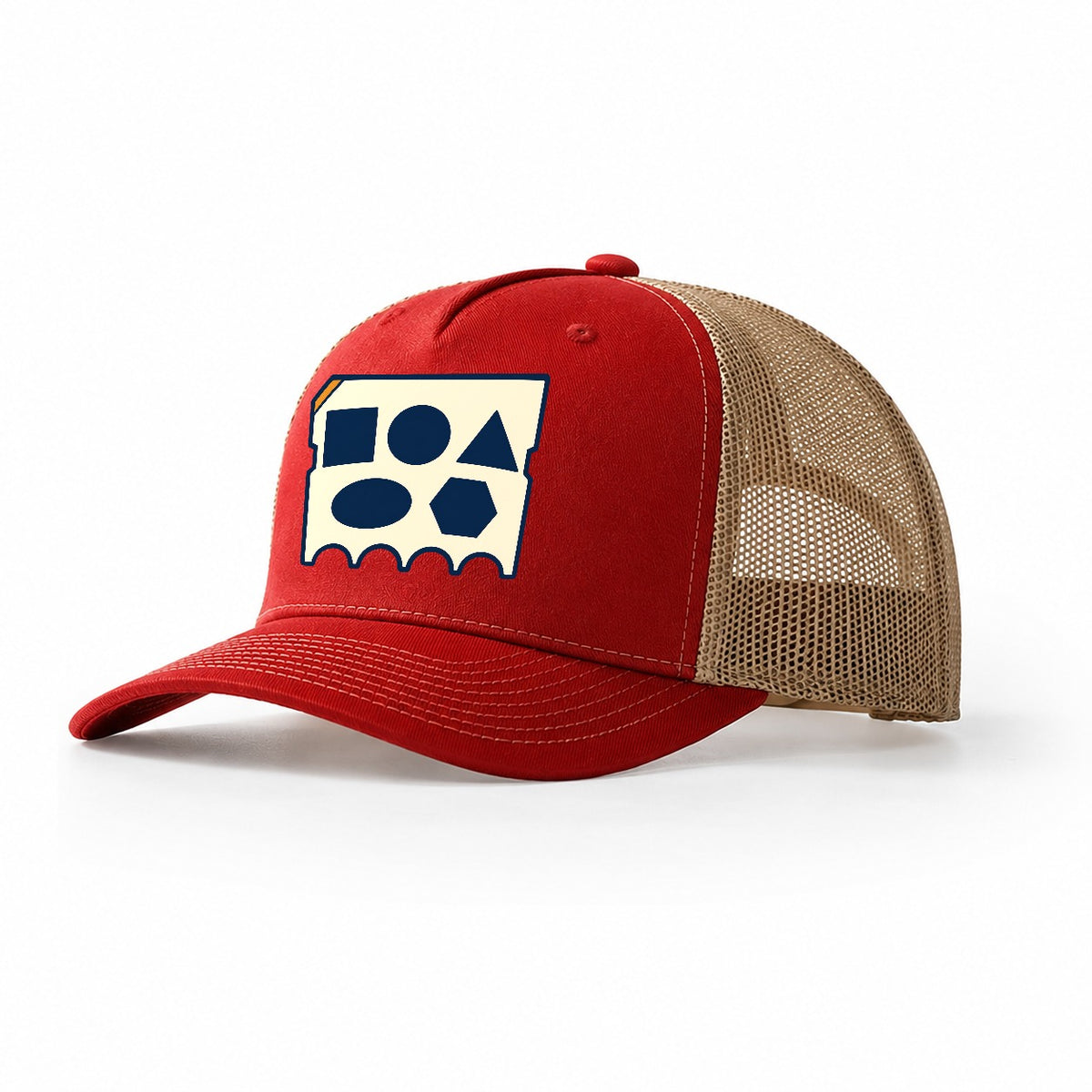 Swage Block Face Blacksmithing Trucker Hat – Red Khaki