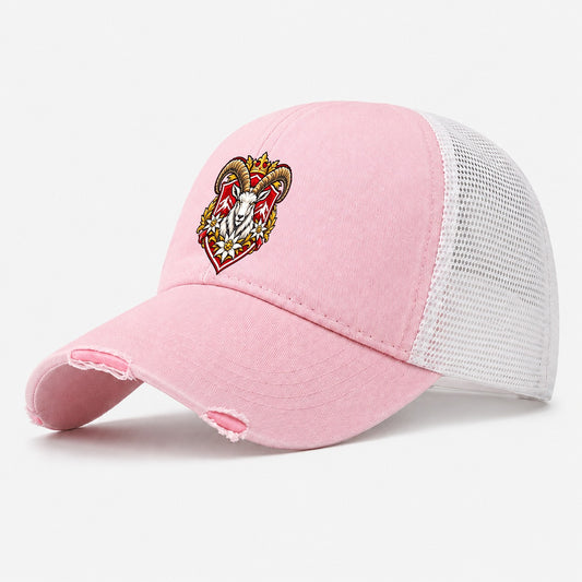 Switzerland Heraldic Crest Country Logos Washed Trucker Hat – Light Pink