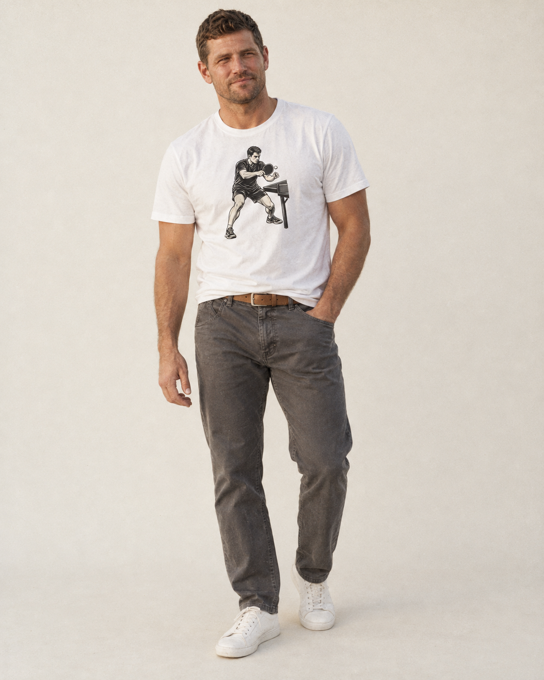 Table Tennis Backhand Block Global Sports Ink Figures Classic T Shirt 8B42E166 – studio model photo