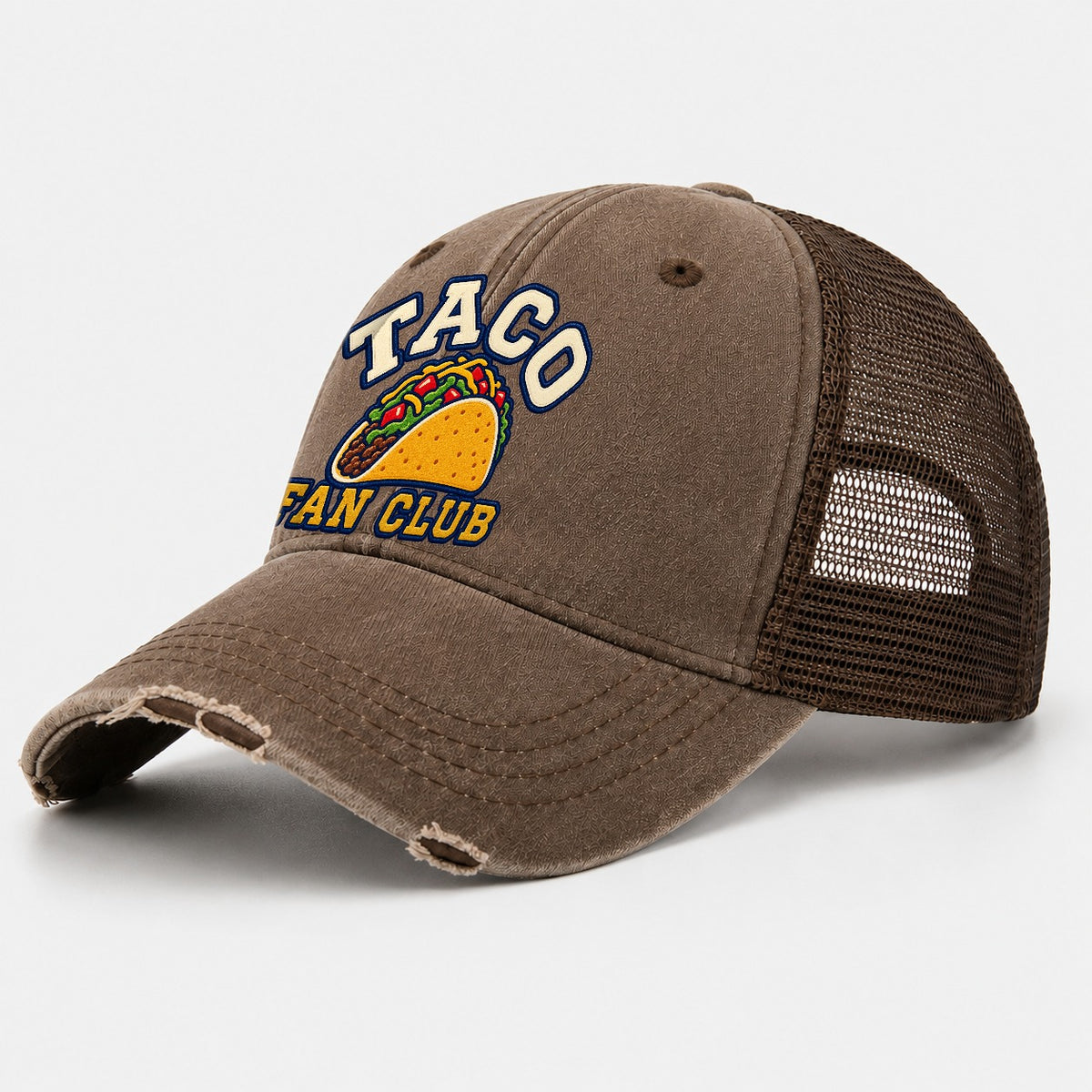 Taco Fan Club Washed Trucker Hat – Coffee