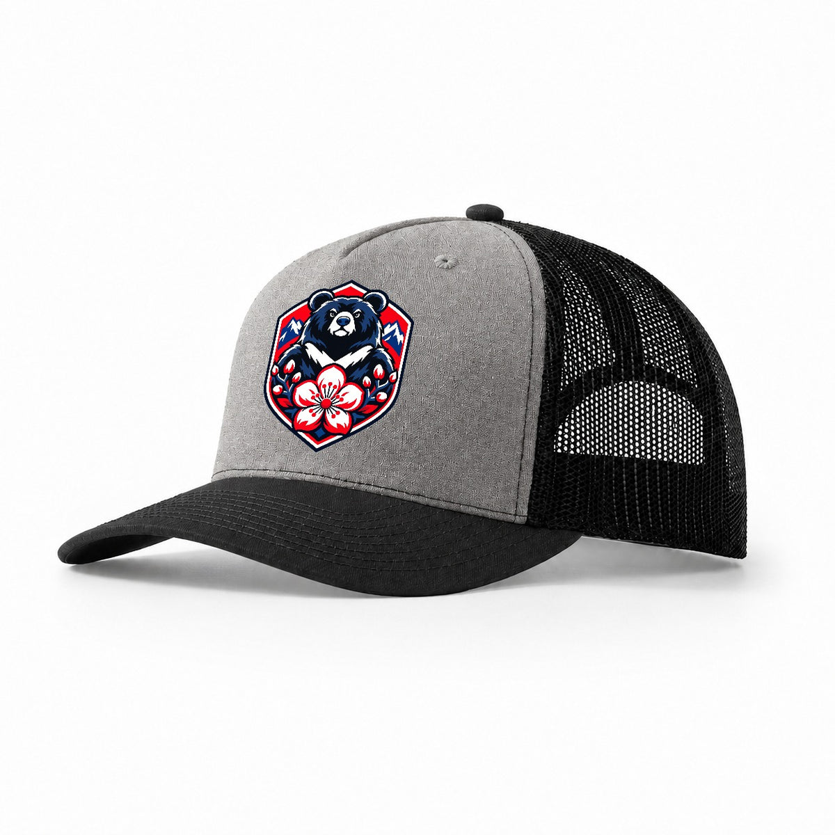 Taiwan Minimal Emblem Country Logos Trucker Hat – Grey Black