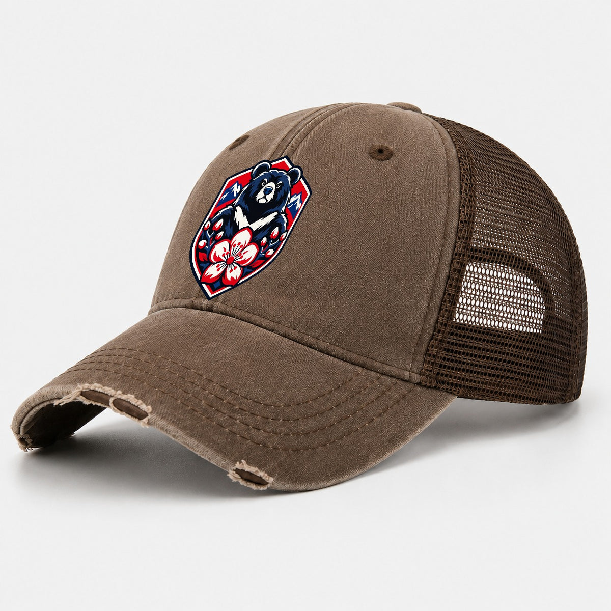 Taiwan Minimal Emblem Country Logos Washed Trucker Hat – Coffee