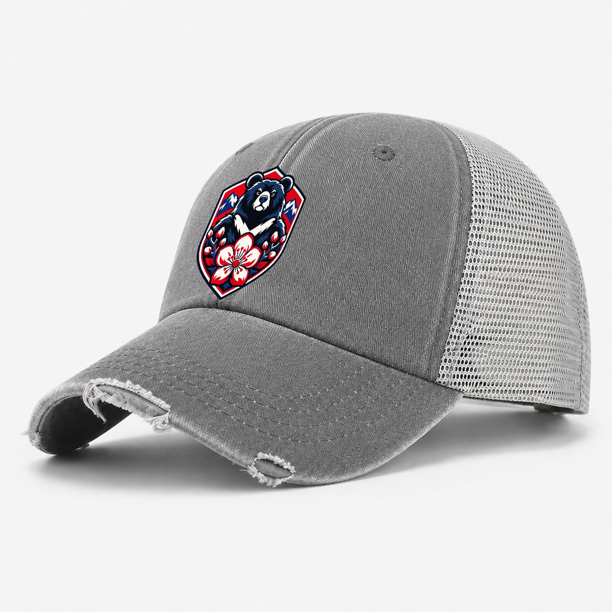 Taiwan Minimal Emblem Country Logos Washed Trucker Hat – Grey