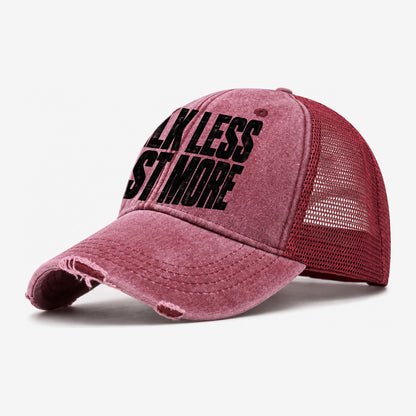 Talk Less Cast More Fishing Club Washed Trucker Hat – Wine Red