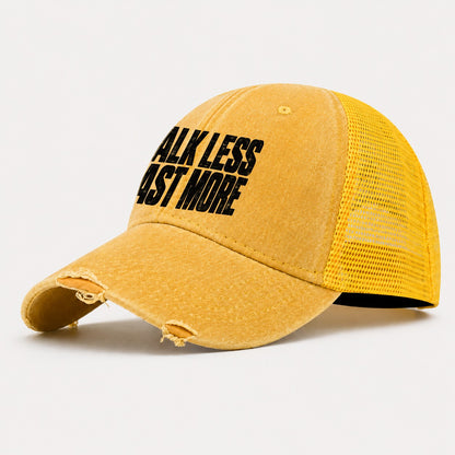 Talk Less Cast More Fishing Club Washed Trucker Hat – Yellow