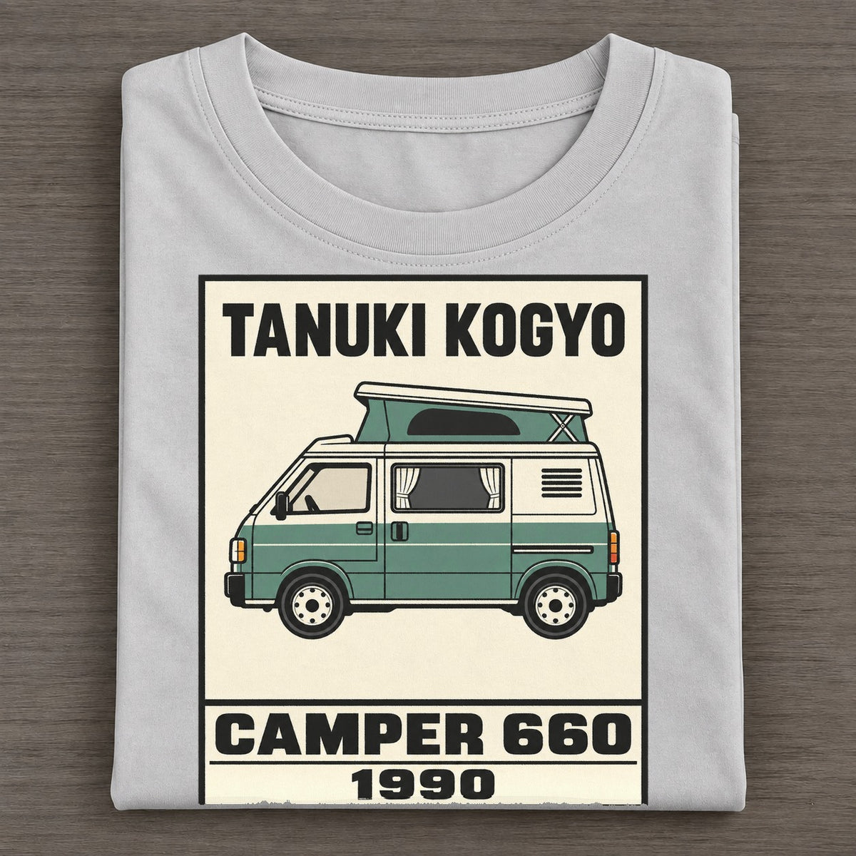 Tanuki Camper Showa Speed Plates Classic T-shirt – Grey
