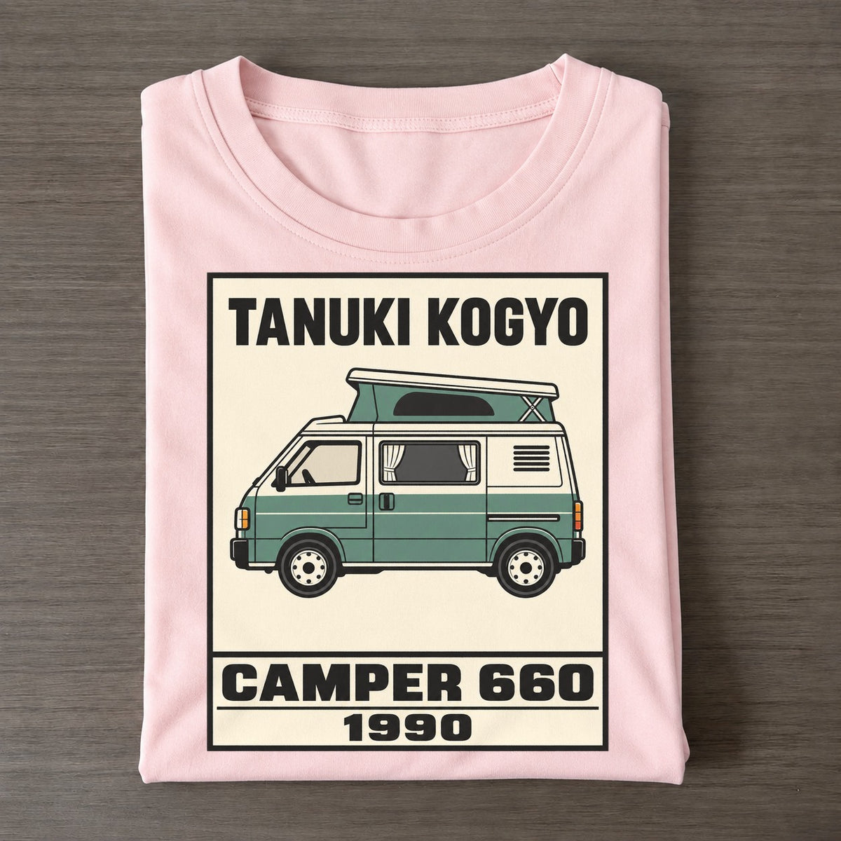 Tanuki Camper Showa Speed Plates Classic T-shirt – Pink