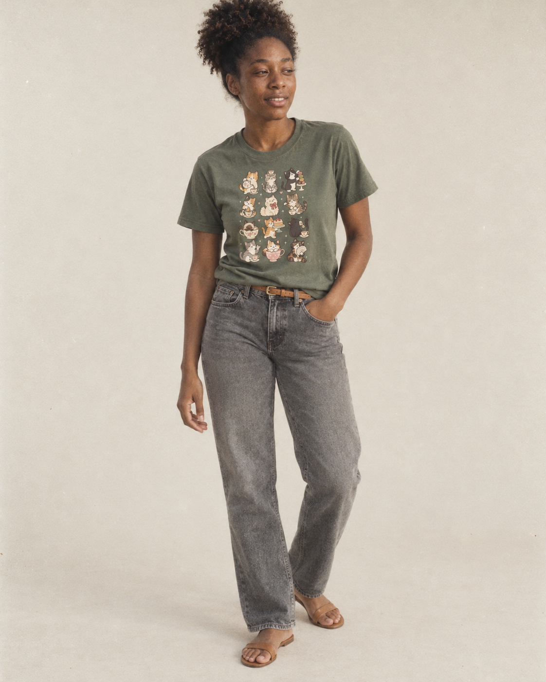 Tea Party Cat Club Classic T-shirt – studio model photo