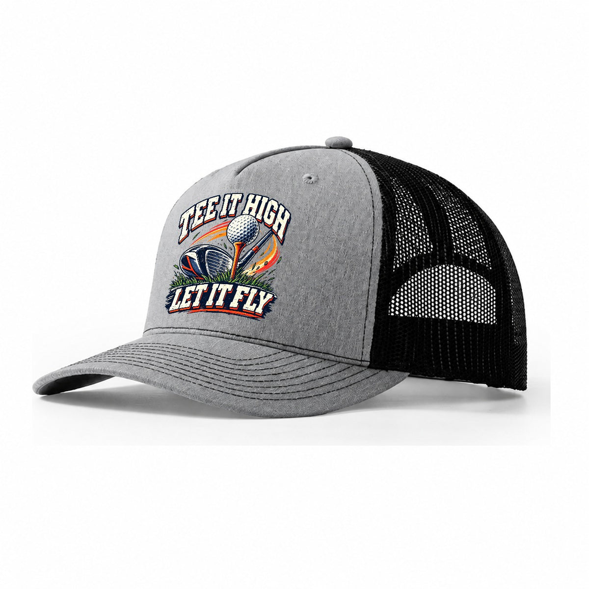 Tee It High Let It Fly Golf Life Trucker Hat – Sport Grey Black