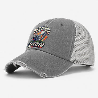 Tee It High Let It Fly Golf Life Washed Trucker Hat – Grey