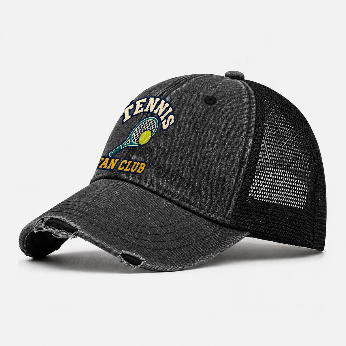 Tennis Fan Club Washed Trucker Hat – Black