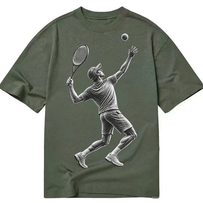 Tennis player serving powerful shot - Classic T-shirt – Army Green