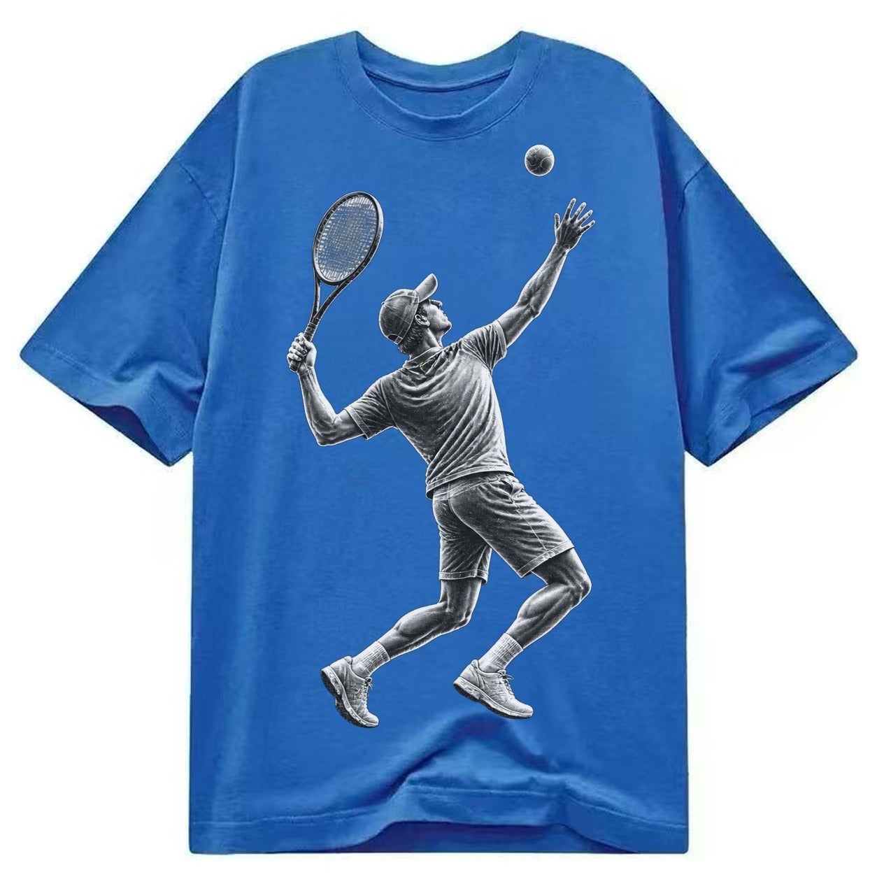 Tennis player serving powerful shot - Classic T-shirt – Blue