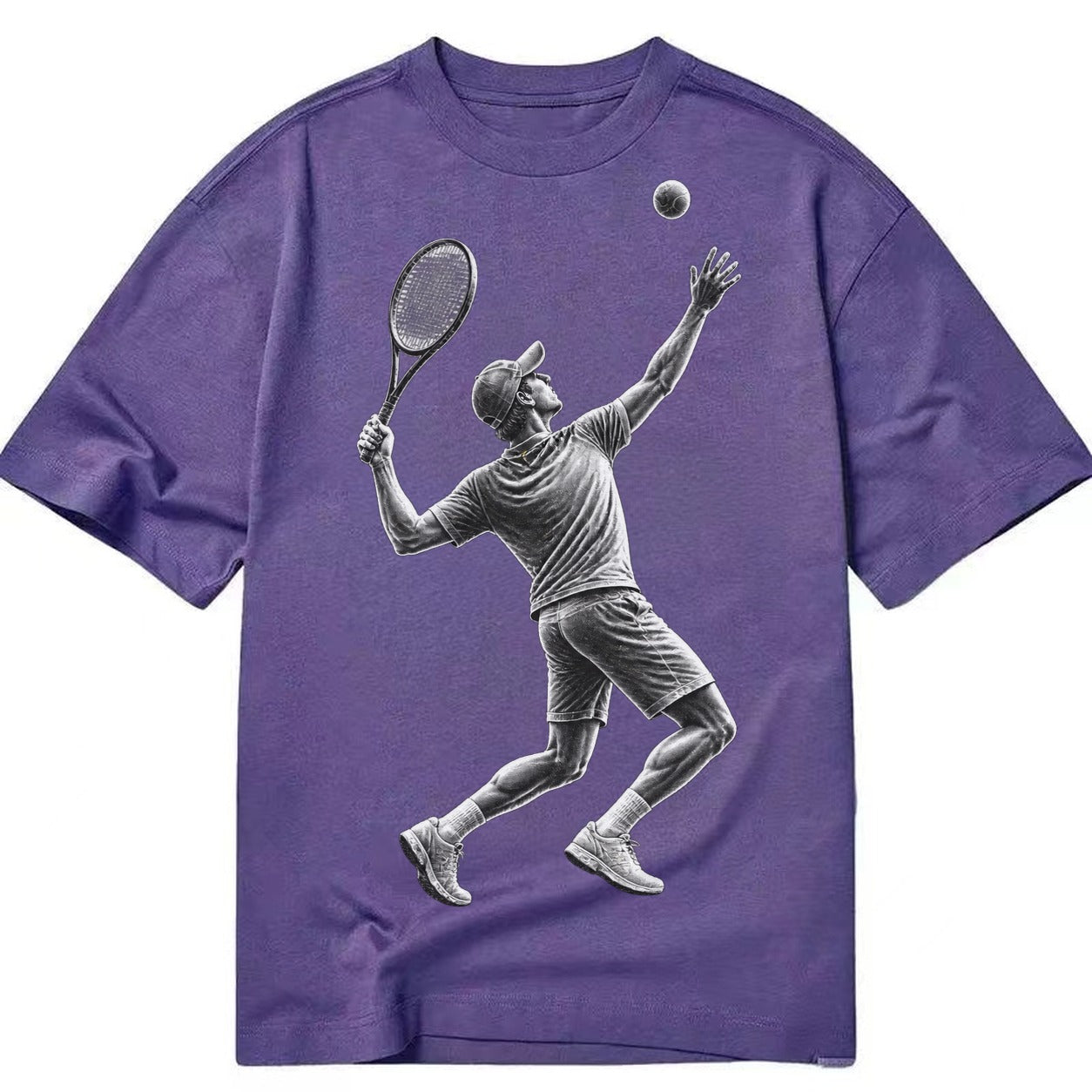 Tennis player serving powerful shot - Classic T-shirt – Purple