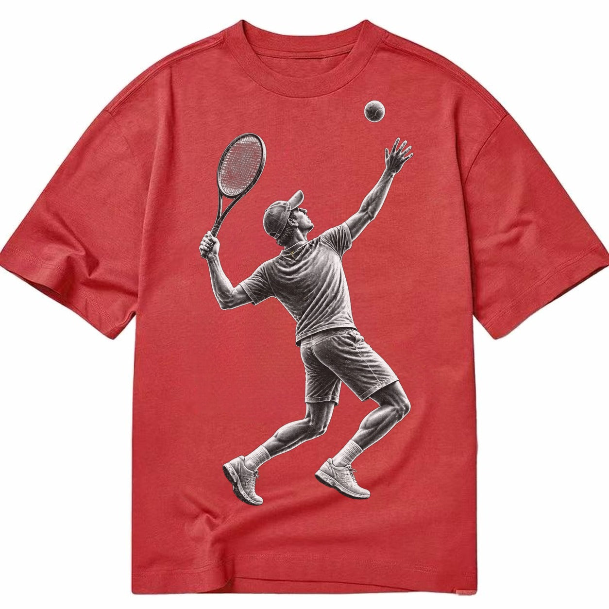 Tennis player serving powerful shot - Classic T-shirt – Red