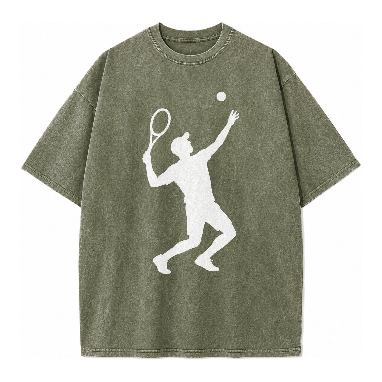 Tennis player serving powerful shot - Vintage T-shirt – Army Green
