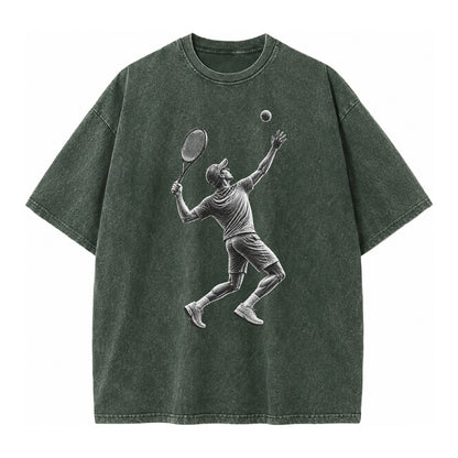 Tennis player serving powerful shot - Vintage T-shirt – Forest Mist(Green)