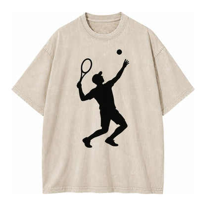 Tennis player serving powerful shot - Vintage T-shirt – Off White