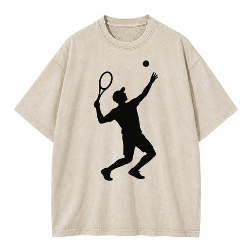 Tennis player serving powerful shot - Vintage T-shirt