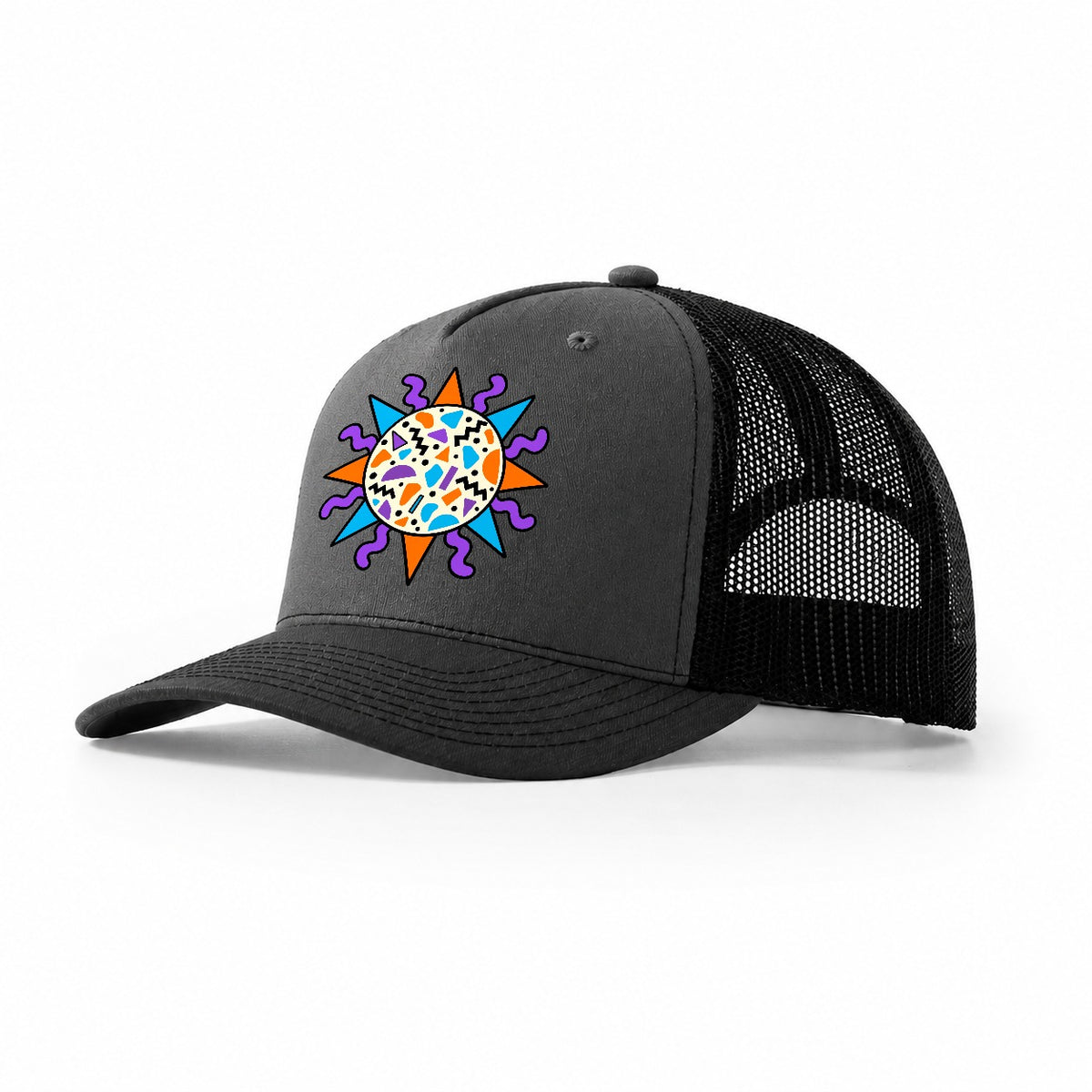 Terrazzo Sun Crazy Styles Trucker Hat – Dark Grey Black