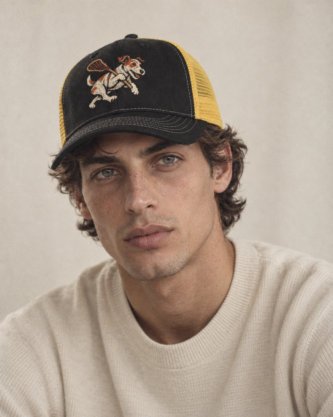 Model wearing the cap