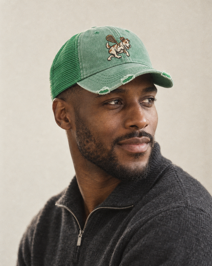 Model wearing the cap