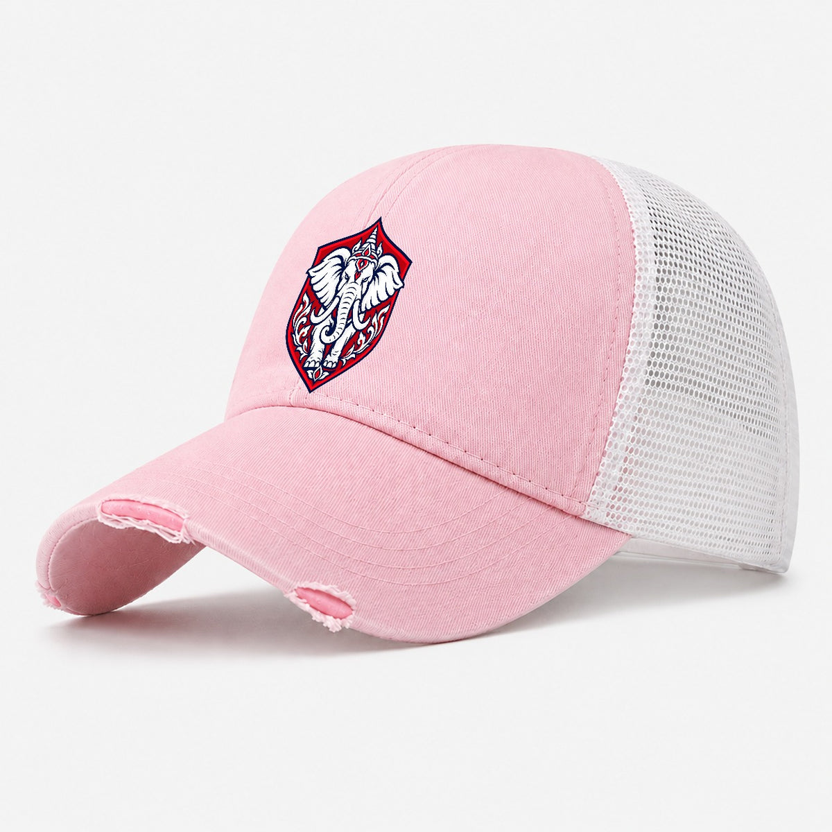Thailand Minimal Emblem Country Logos Washed Trucker Hat – Light Pink