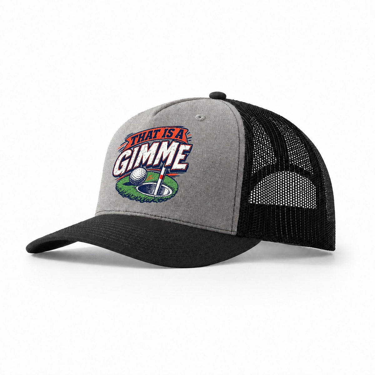 Thats A Gimme Golf Life Trucker Hat – Grey Black