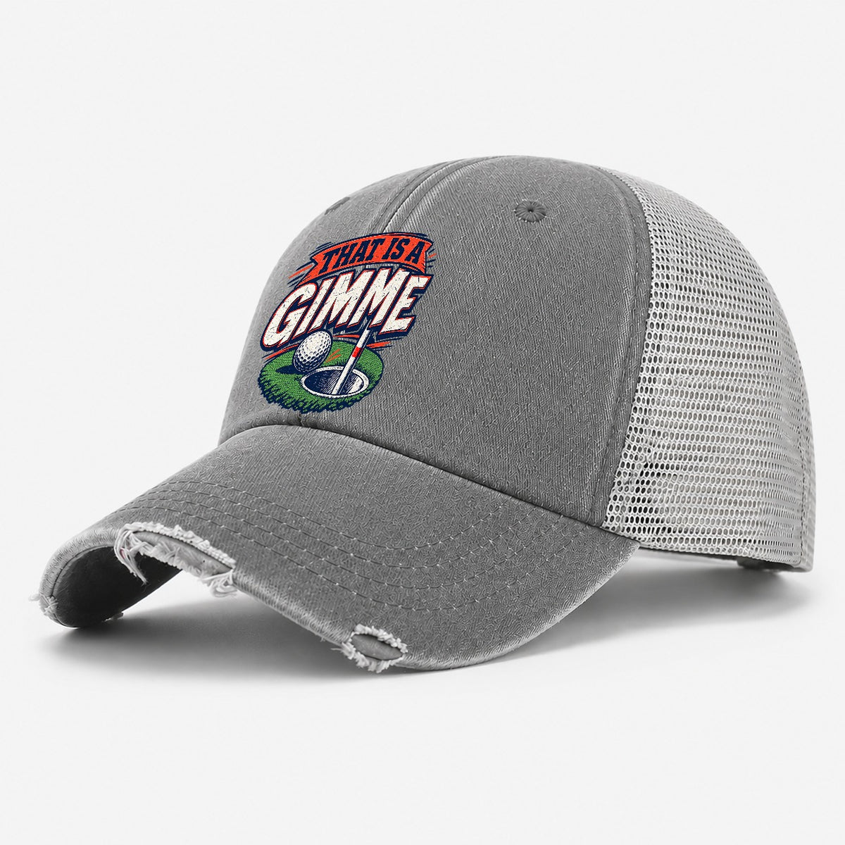 Thats A Gimme Golf Life Washed Trucker Hat – Grey
