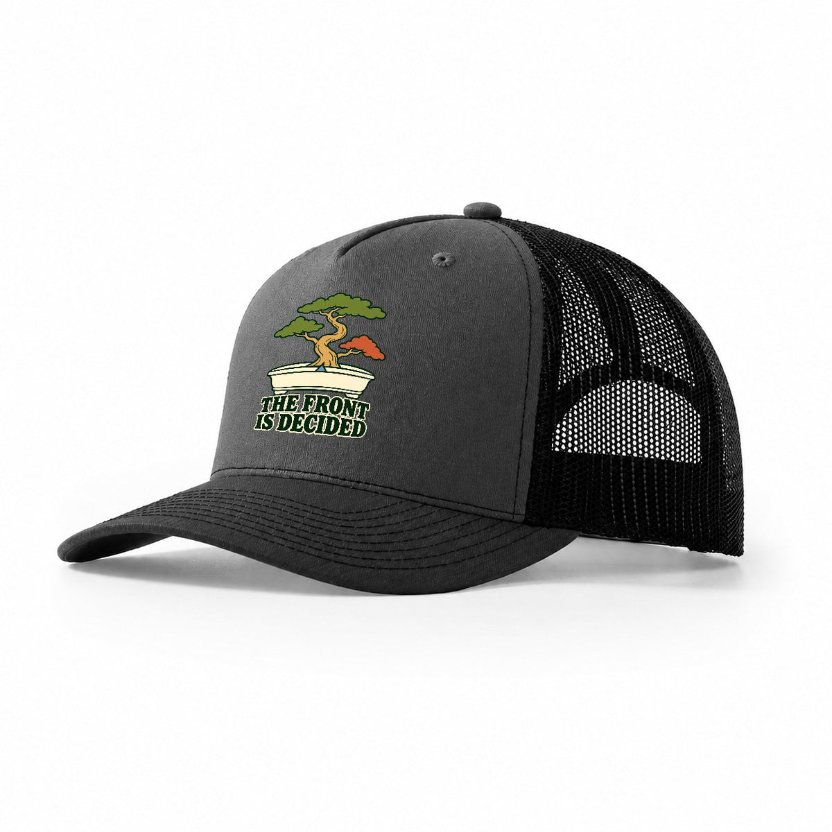 The Front Is Decided Bonsai Trucker Hat – Dark Grey Black