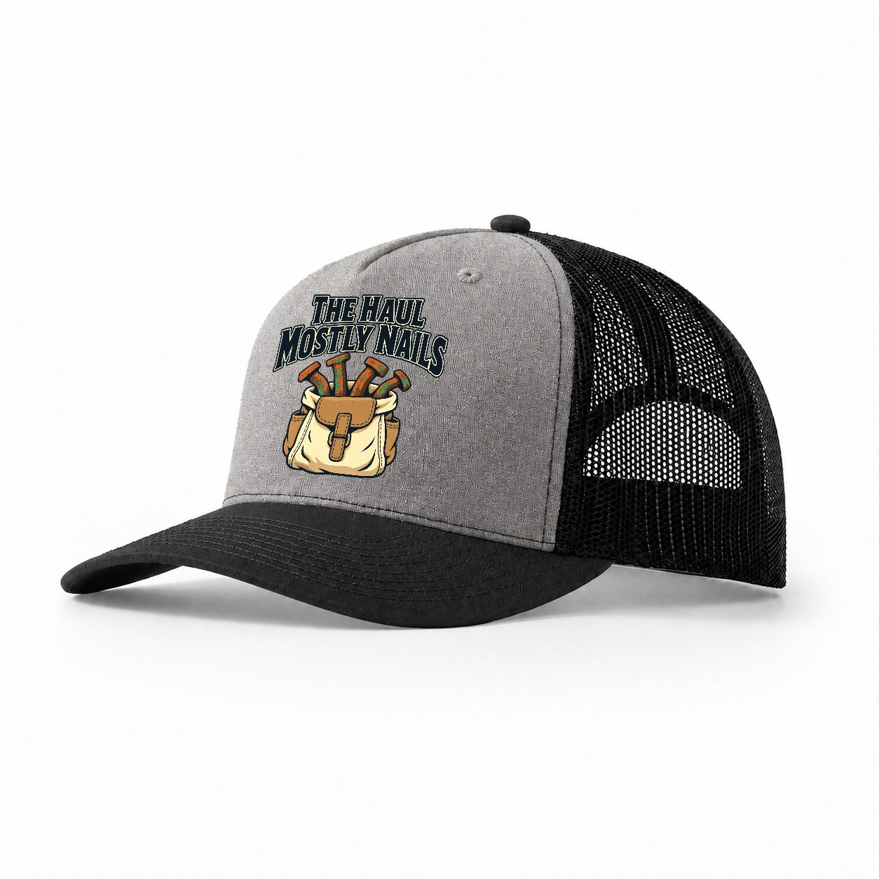 The Haul Mostly Nails Treasure Hunting Trucker Hat – Grey Black