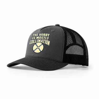 The Hobby Is Mostly Collimation Astronomy And Stargazing Trucker Hat – Dark Grey Black