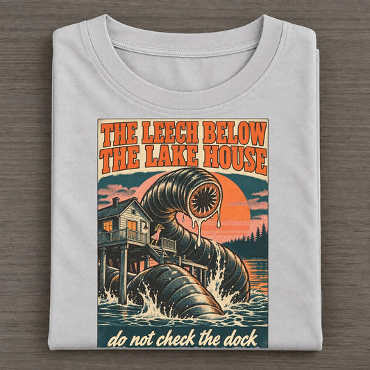 The Leech Below The Lake House Drive In Monsters Classic T-shirt – Grey
