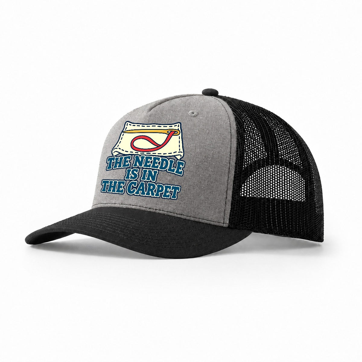 The Needle Is In The Carpet And Needlework Trucker Hat – Grey Black