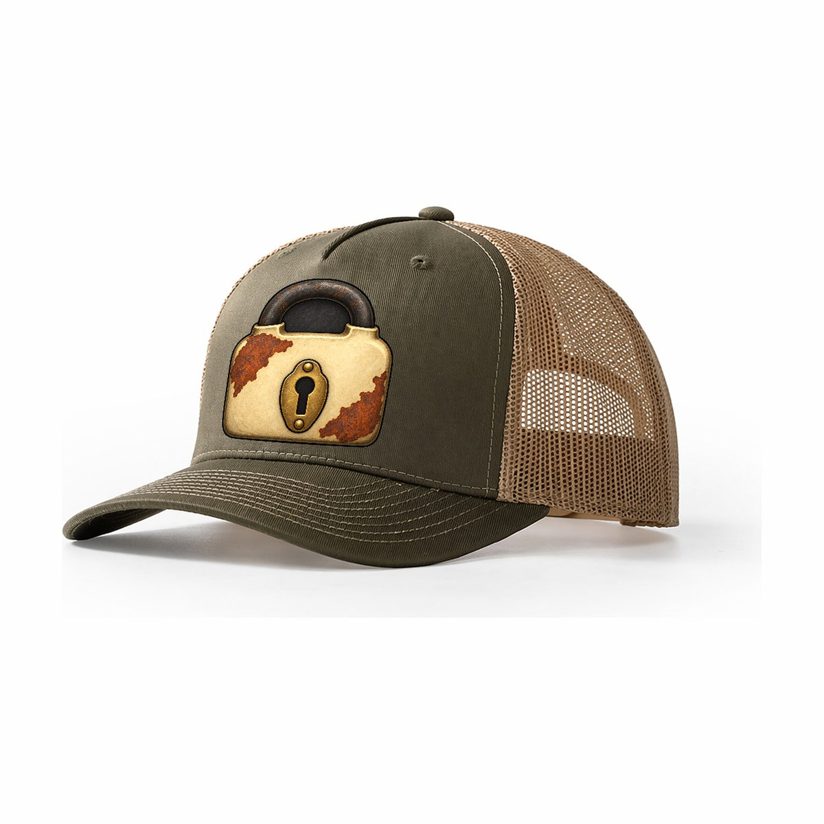 The Old Padlock Treasure Hunting Trucker Hat – Olive Khaki