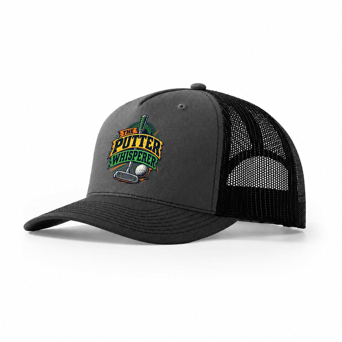 The Putter Whisperer Golf Life Trucker Hat – Dark Grey Black