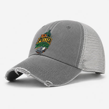 The Putter Whisperer Golf Life Washed Trucker Hat – Grey