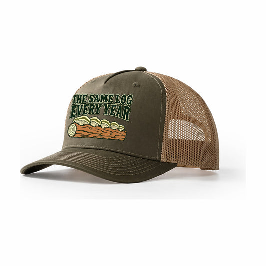 The Same Log Every Year Foraging And Mycology Trucker Hat – Olive Khaki