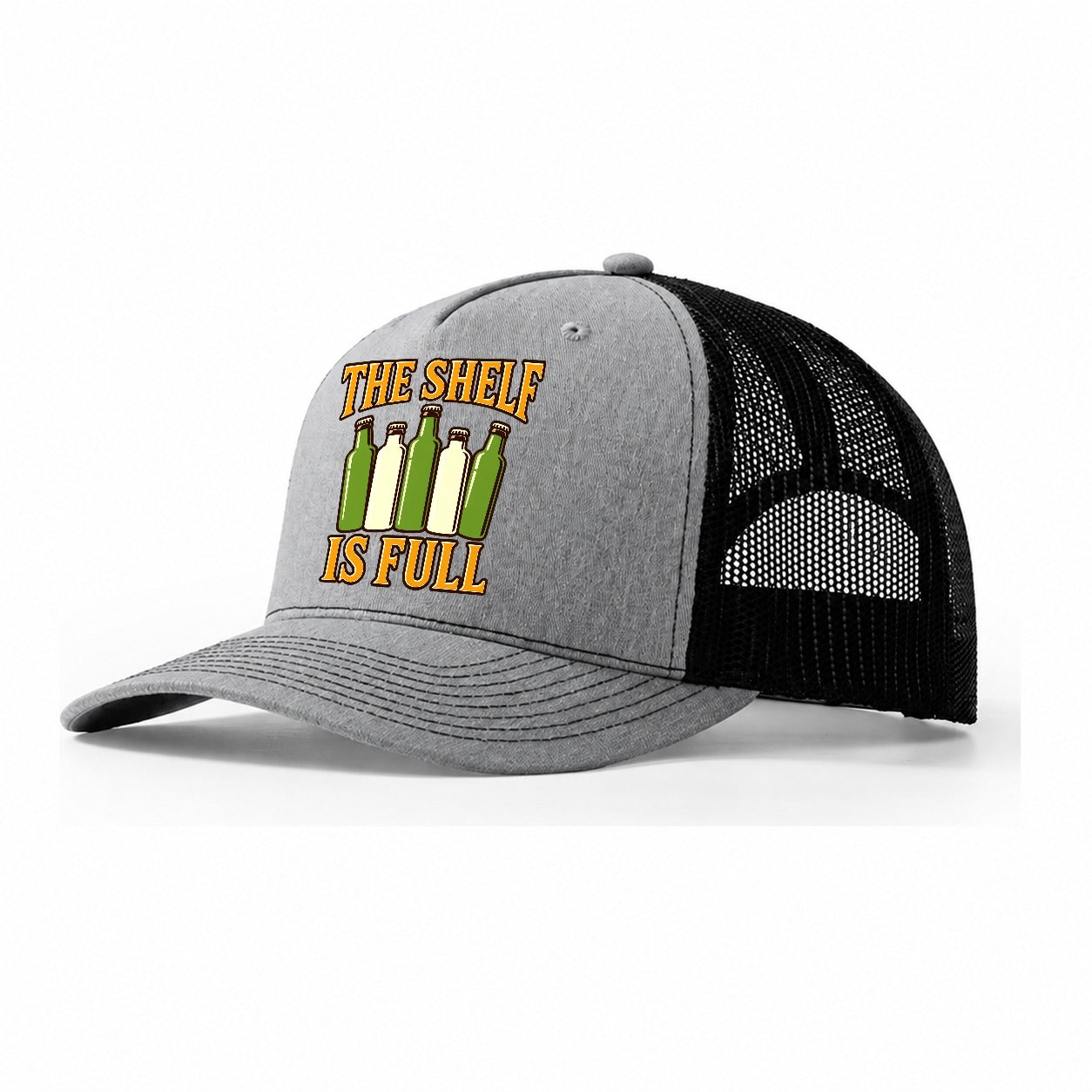 The Shelf Is Full Homebrewing Trucker Hat – Sport Grey Black