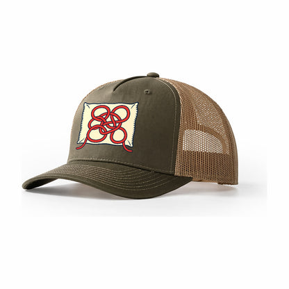 The Tangle And Needlework Trucker Hat – Olive Khaki