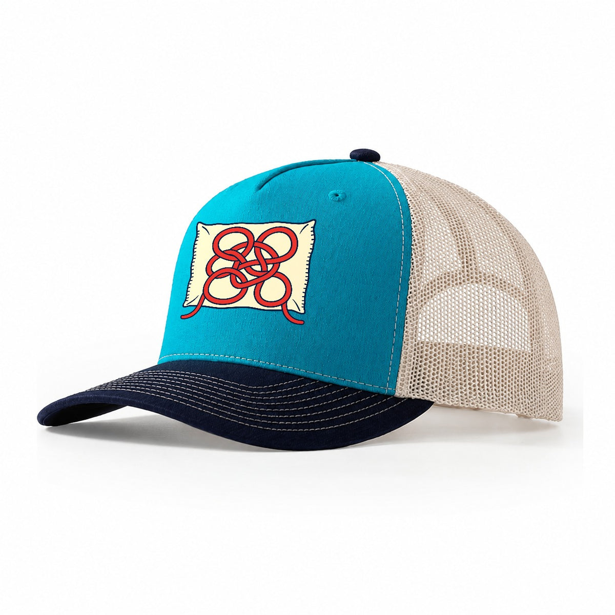 The Tangle And Needlework Trucker Hat – Teal Navy