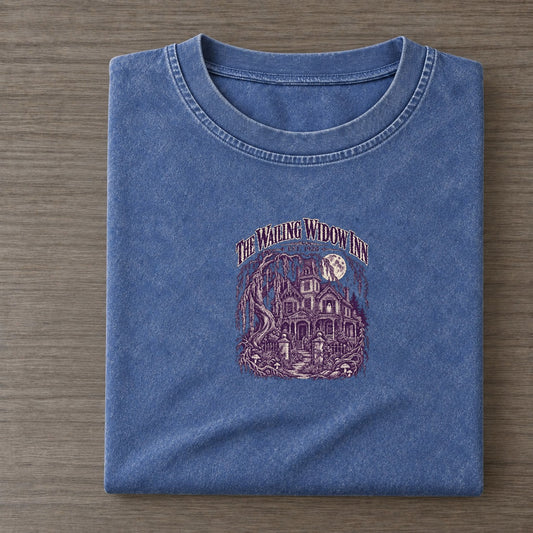 The Wailing Widow Inn Midnight Haunt Vintage T-shirt – Washed Blue