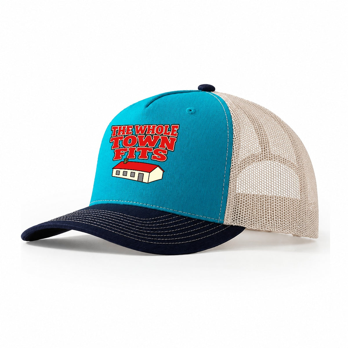 The Whole Town Fits Model Railways Trucker Hat – Teal Navy