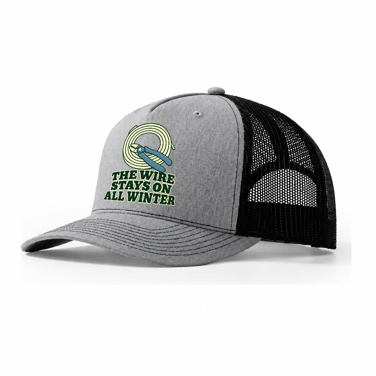 The Wire Stays On All Winter Bonsai Trucker Hat – Sport Grey Black