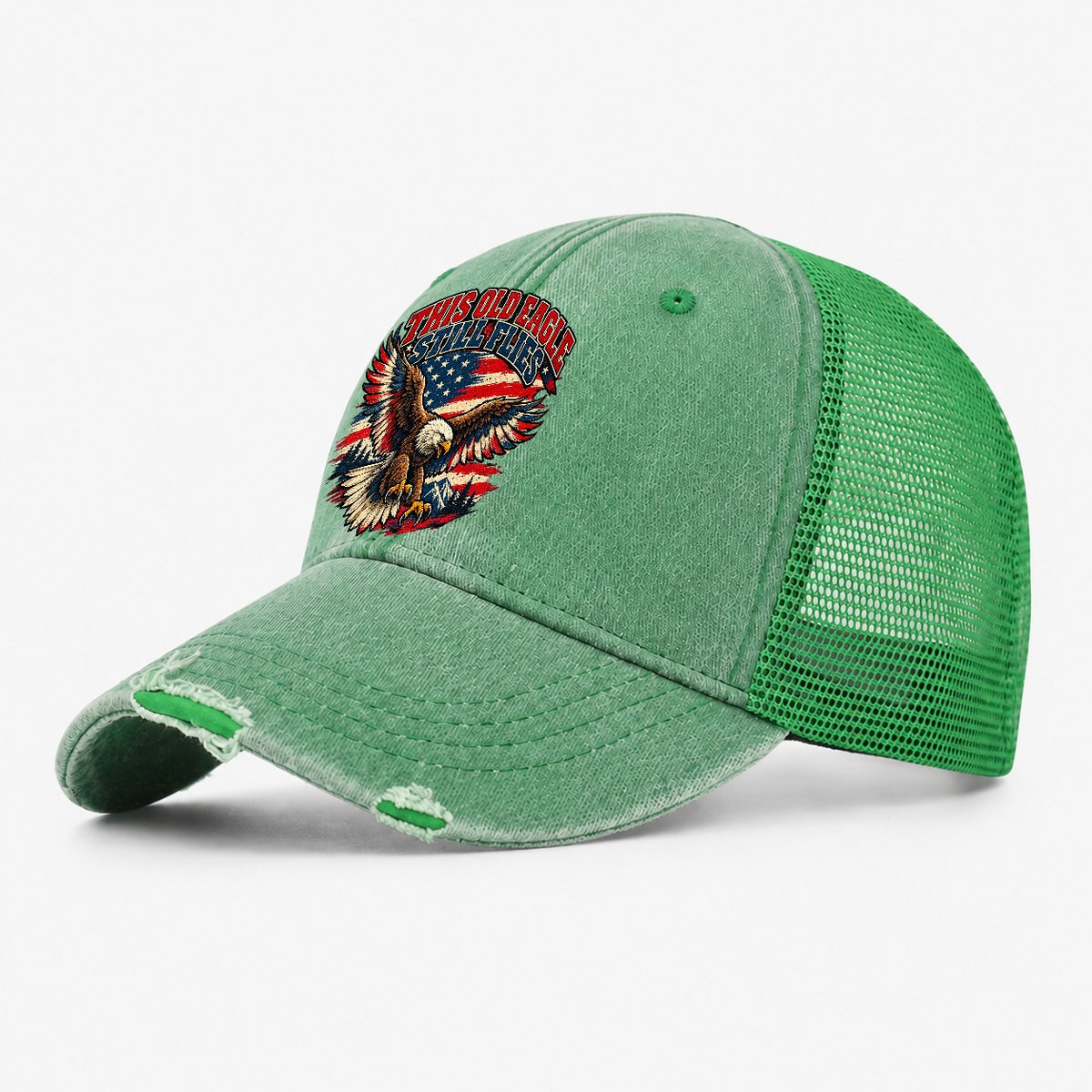 This Old Eagle Still Flies Old Man Strong Washed Trucker Hat – Ink Green