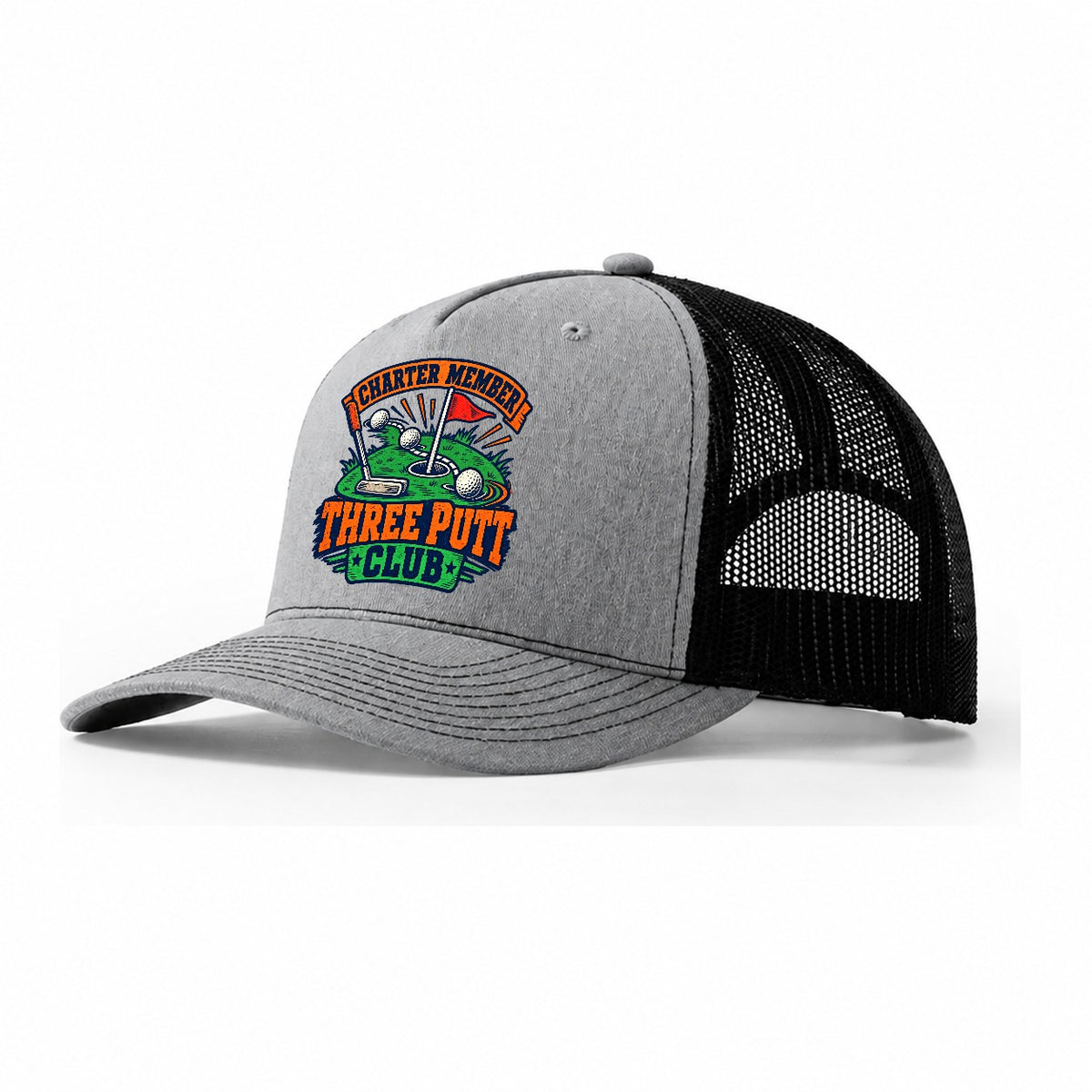Three Putt Club Golf Life Trucker Hat – Sport Grey Black
