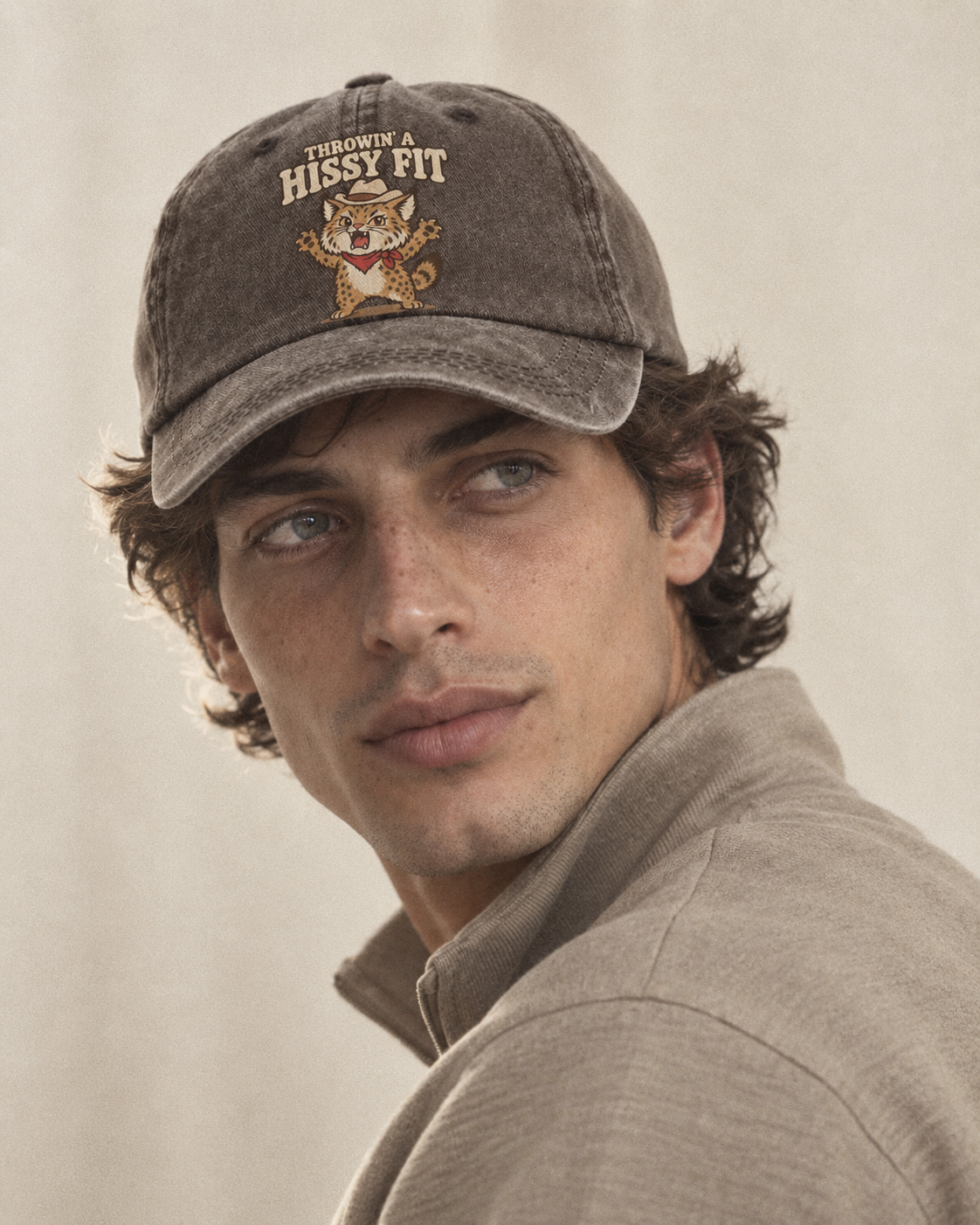 Model wearing the cap