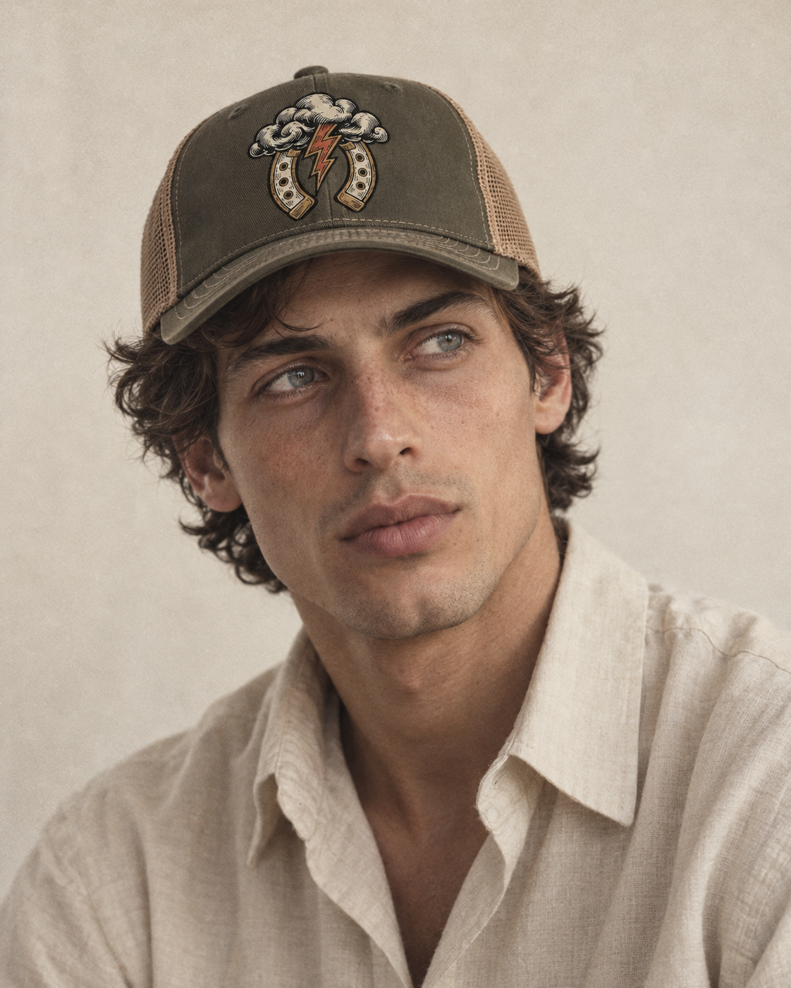Model wearing the cap
