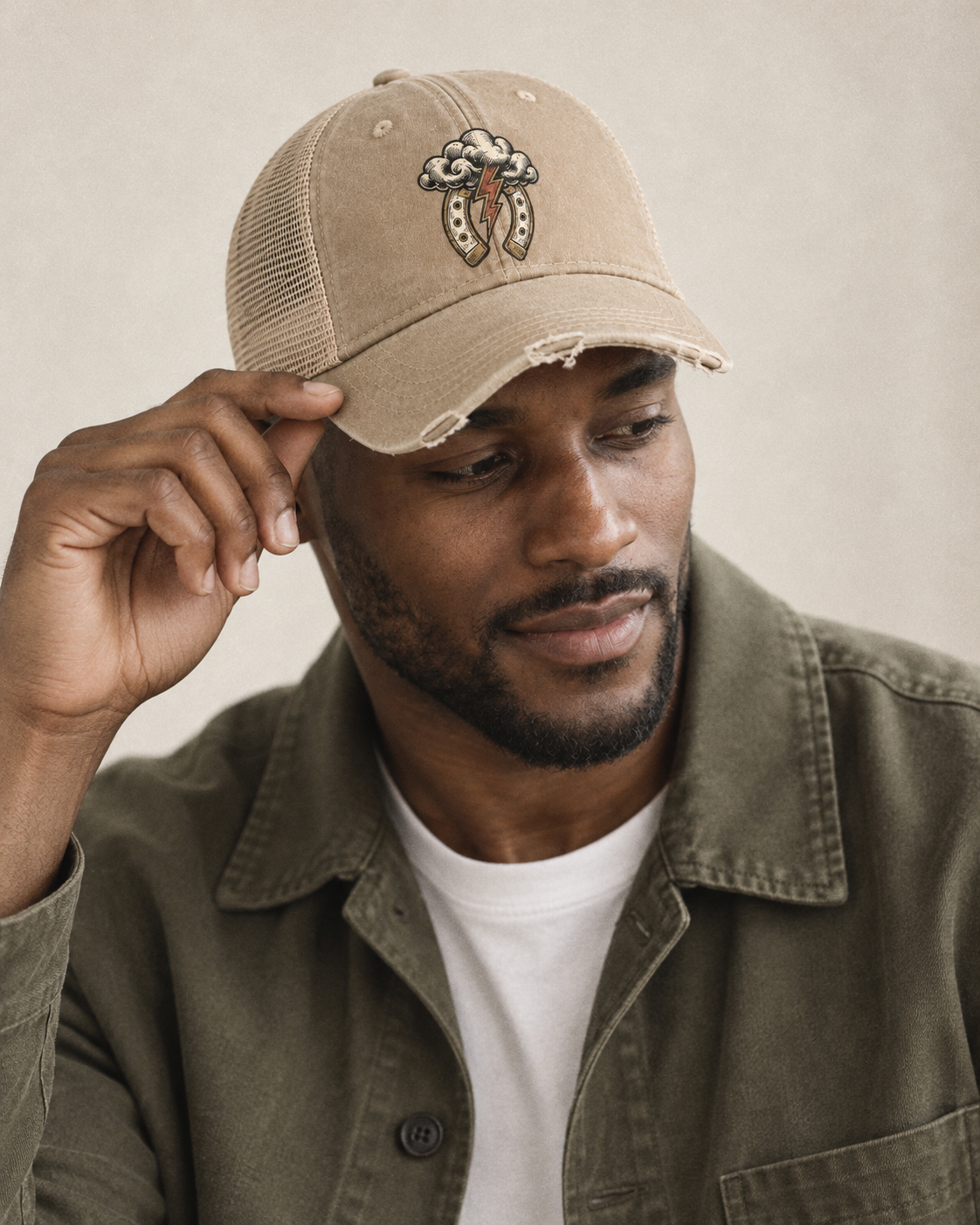 Model wearing the cap